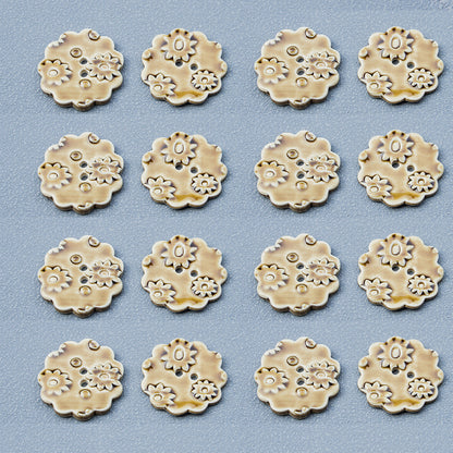 30mm Round 2-Hole Tawny Ceramic Buttons for DIY Trench Coat Accessories 6PCS