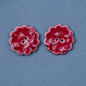 30mm Red Round Laced 2 Hole Star Patterned Handmade Ceramic Buttons 6pcs