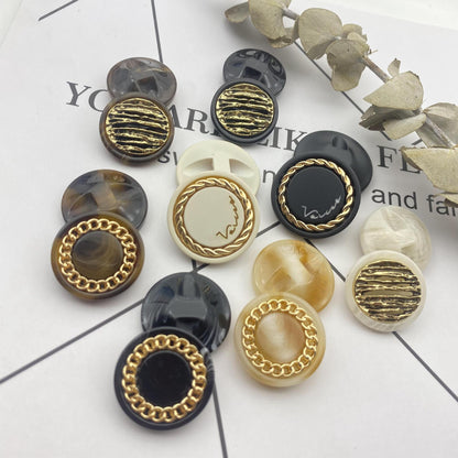 Boutons en résine en maille chaîne dorée de 25 mm avec tige cachée, pack de 48