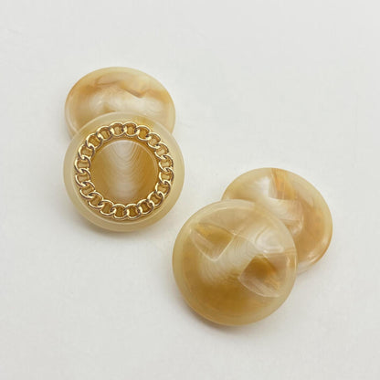 Boutons en résine en maille chaîne dorée de 25 mm avec tige cachée, pack de 48