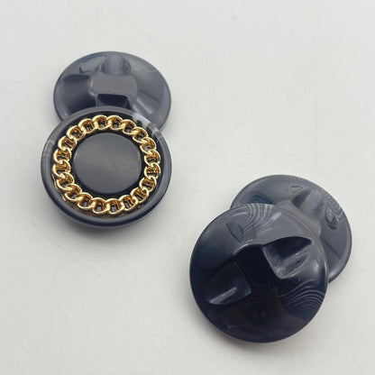 Boutons en résine en maille chaîne dorée de 25 mm avec tige cachée, pack de 48