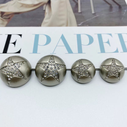 23mm Gold Silver Star Rhinestone Mushroom Metal Sew-Through Buttons 50pcs