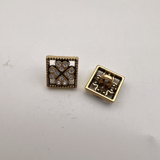 12,5 mm Bottoni in Metallo Quadrati Colorati con Diamante Vintage 50 Pezzi