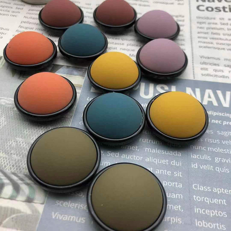 25mm Round Rubber Resin Base Coat Buttons 48 Pack(6 Colors)