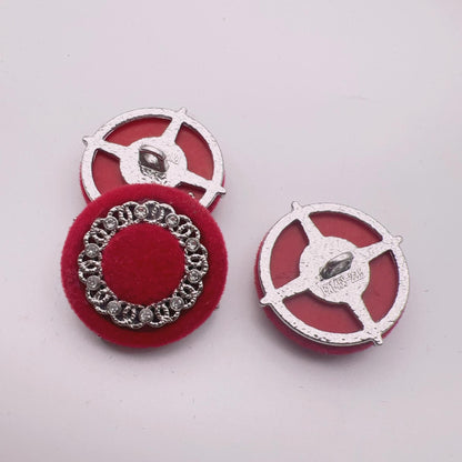 25mm Runde Krystallperle Fløyel Metall Knapper 50 Pakke