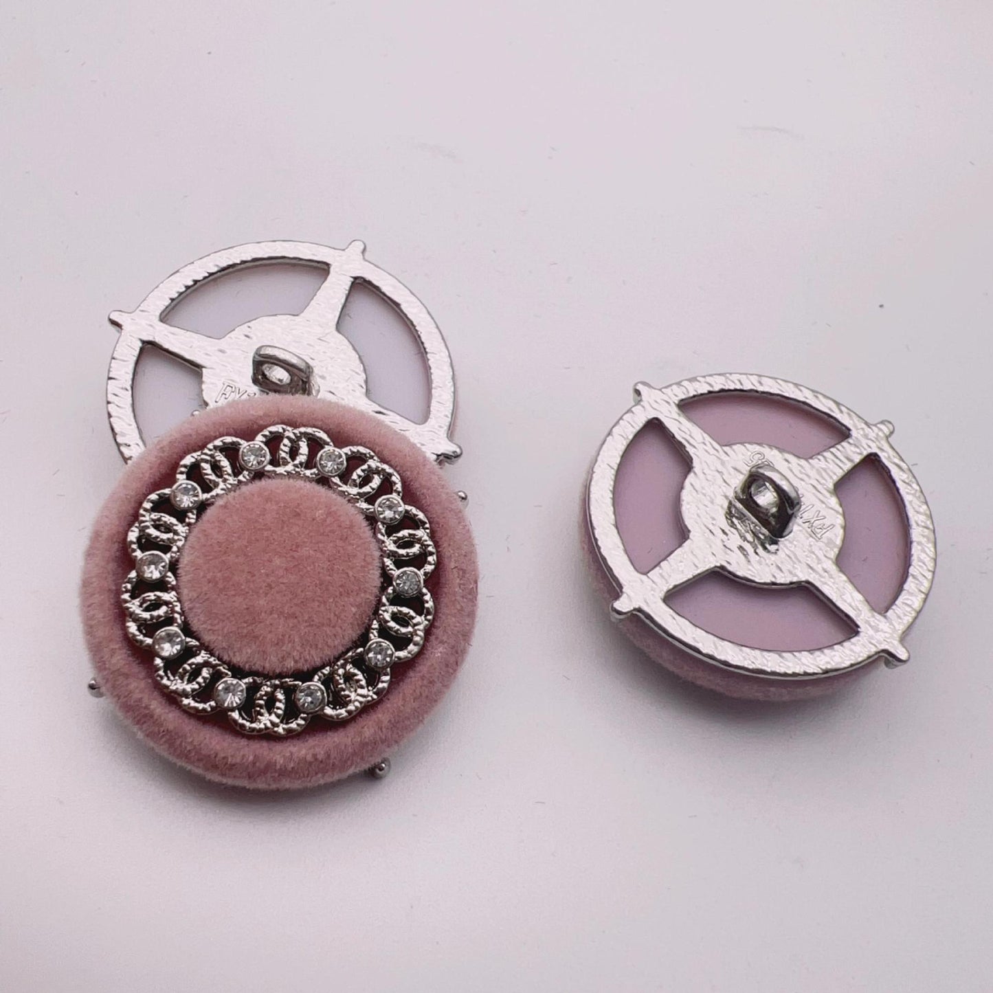 25mm Runde Krystallperle Fløyel Metall Knapper 50 Pakke