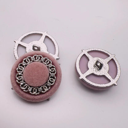 Boutons en métal en velours avec perles en cristal rondes de 25 mm, paquet de 50