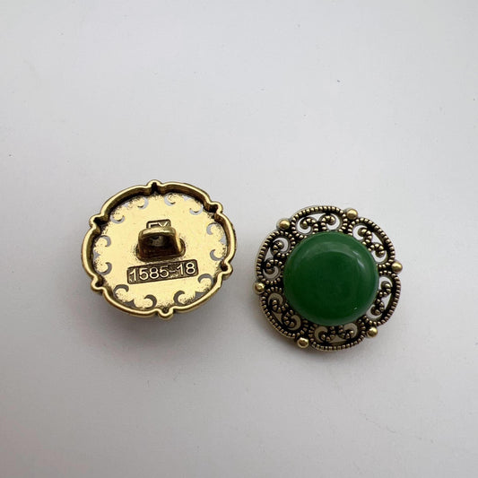 Boutons en métal à tige, style vintage chinois, ronds, en dentelle de 17,5 mm, paquet de 50