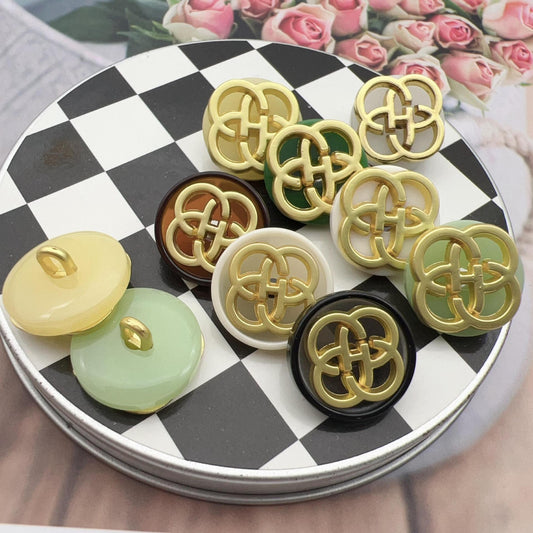 17.5mm Resin Chinese Four-Leaf Clover Shank Buttons 48 Pack(8 Styles)