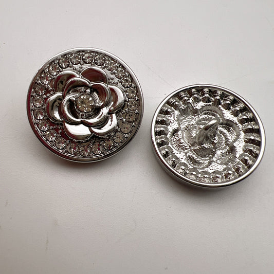 Bottoni Metallici Rotondi 18/23mm con Design di Fiore di Diamante 50pz