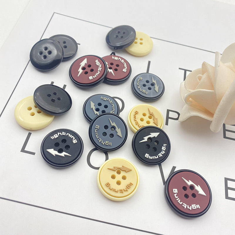 25/28mm Round 4-Hole Lightning Rubber Resin Buttons 48 Pack