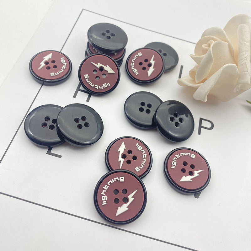 25/28mm Round 4-Hole Lightning Rubber Resin Buttons 48 Pack