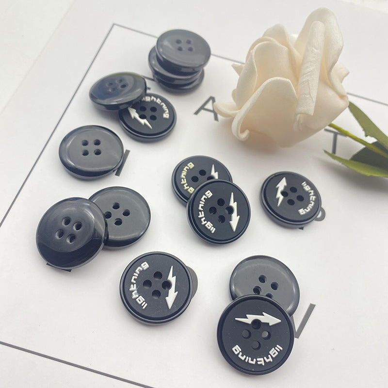 25/28mm Round 4-Hole Lightning Rubber Resin Buttons 48 Pack