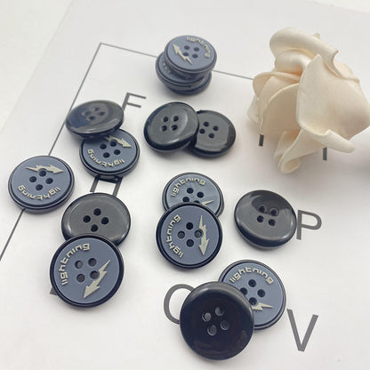 25/28mm Round 4-Hole Lightning Rubber Resin Buttons 48 Pack