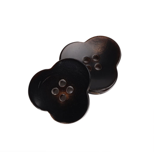 23mm Coffee-Colored Flower-Shaped 4-Hole Horn Coat Buttons