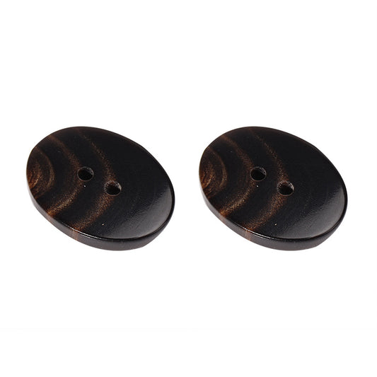 23mm Oval Two-Hole Dark Coffee Horn Buttons