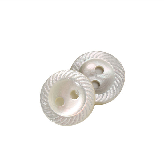 9/10/11.5mm Wide-Edge Two-Hole White Shell Buttons 100pcs