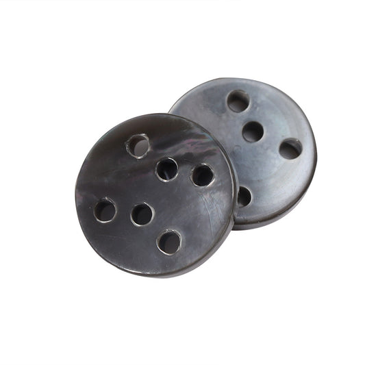 11.5mm Natural Round Six-Hole White and Black Shell Buttons