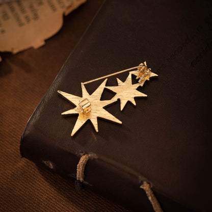 Eight-Pointed Star Pin Brooch for Men Suits 2pcs