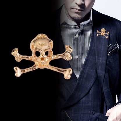 Punk Skeleton Skull Metal Brooch Medal Pin for Men Suit 5pcs