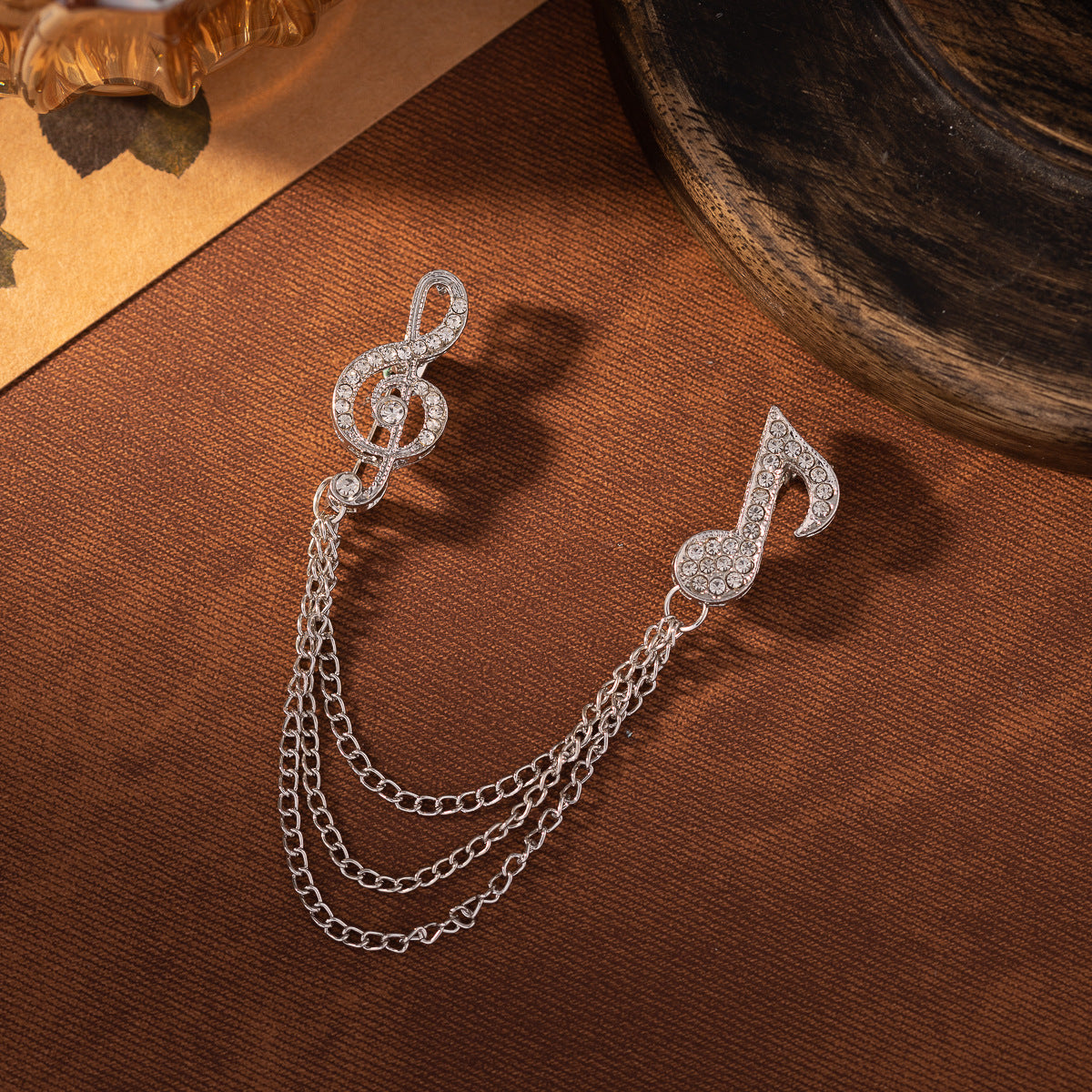 Pin de Nota Musical de Diamante para Hombre con Cadena de Borlas 2 Pack