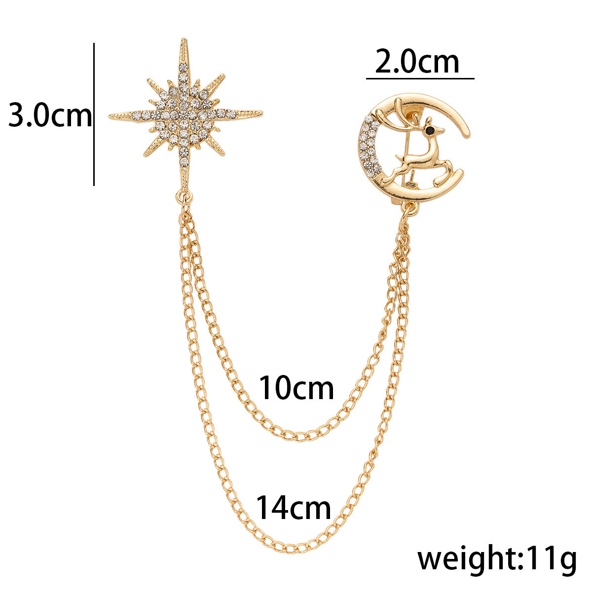 Starry Deer Chain Brooch - Light Luxury Pin 2 Pack