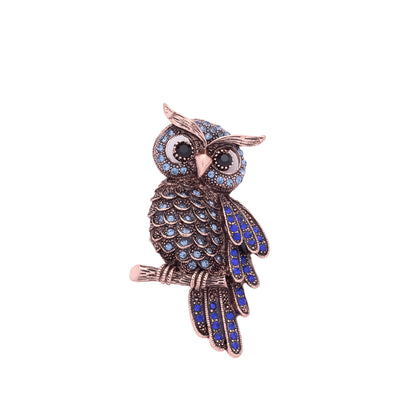 New High-End Blue Owl Brooch for Women - Scarf Decoration 5pcs