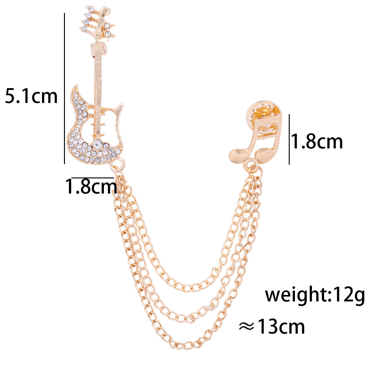 Guitar Note Heren Broche Dubbele Laag Tassel Speld 3st