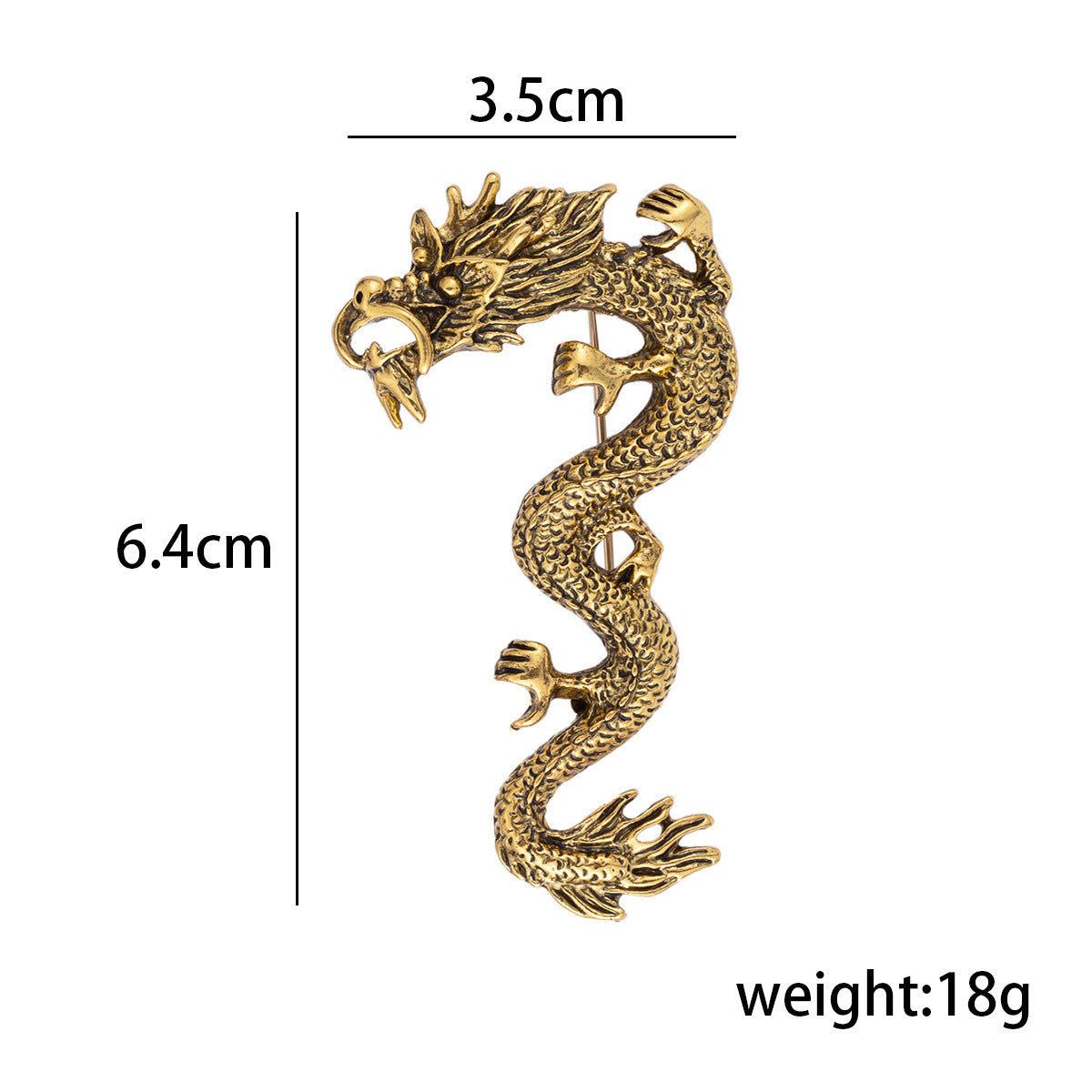 Chinese Stijl Zodiac Draak Totem Retro Goud Zilver Broche 3st.