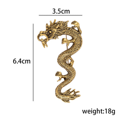 Chinese Stijl Zodiac Draak Totem Retro Goud Zilver Broche 3st.