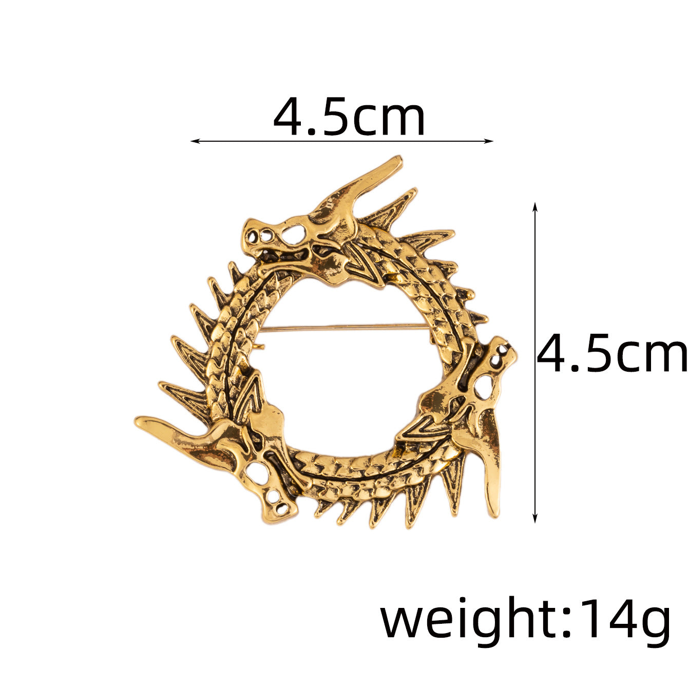 Circular Three-Headed Dragon Brooch - Vintage Pin 3pcs