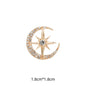 1.8CM Gold Silver Diamond Moon Eight-Pointed Star Suit Brooch 6pcs