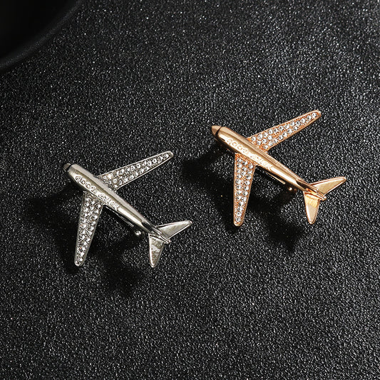 Pin de decoración de traje de hombre premium en forma de avión de moda 2 piezas