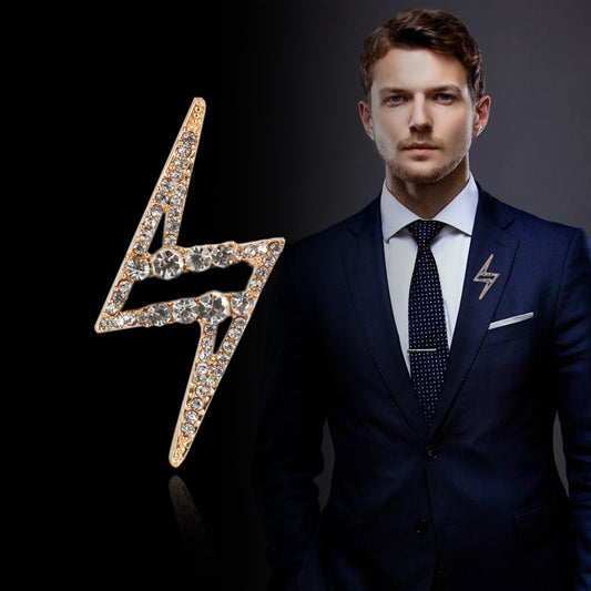 “Z” Broche Masculino Incrustado com Diamantes em Forma de Raio 4pcs