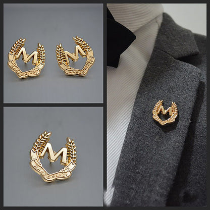 Broche en métal simple en forme de lettre "M" et d'épi de blé 6pcs