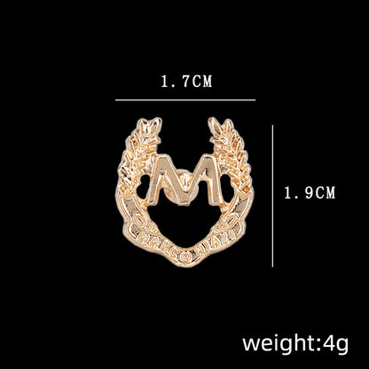 "M" bokstav och vetekorn enkel metallbrosch 6st