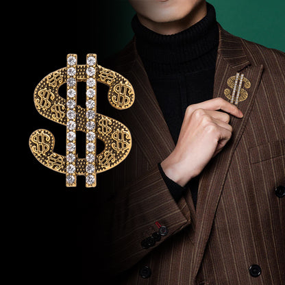 "Get Rich" Dollar Brooch - Gold and Silver 2-Piece Set