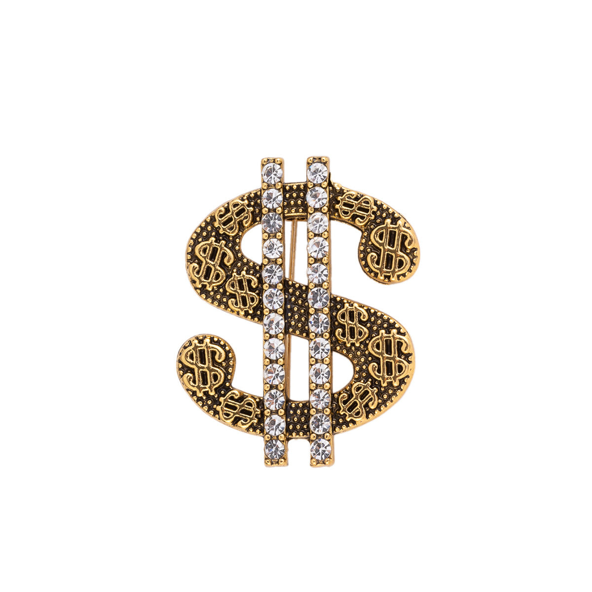 "Get Rich" Dollar Brooch - Gold and Silver 2-Piece Set