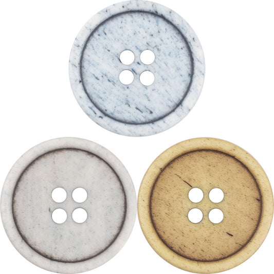 15-25mm Sky Blue Yellow Dark Gray Round 4 Hole Vintage Cow Bone Buttons 10pcs