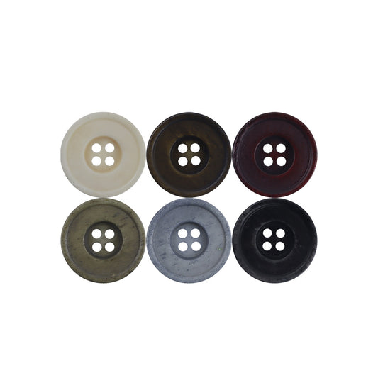 11 - 22.5mm Round 4 Hole Vintage Cow Bone Buttons in Multiple Colors 10pcs