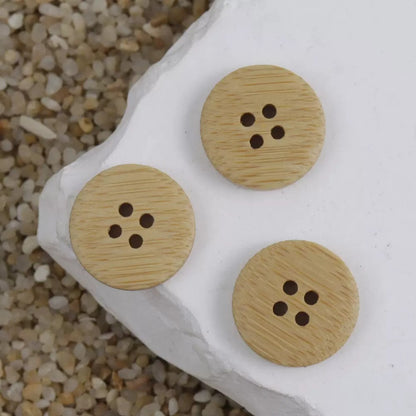 11.5-20mm Round 4 Hole Natural Bamboo Buttons for Children's Handicrafts 30pcs