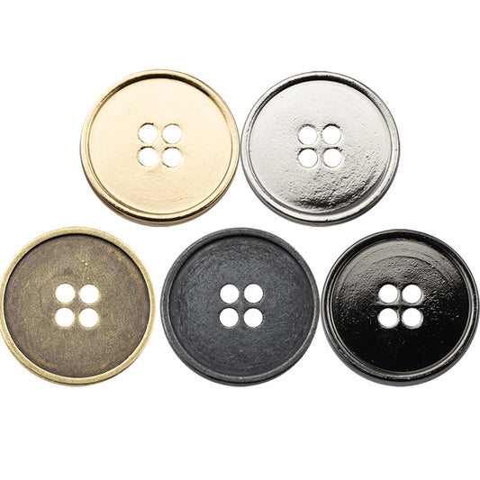 15/18/20mm Round 4 Hole Metal Buttons Gold Silver Antique Bronze Black for Suits 20pcs