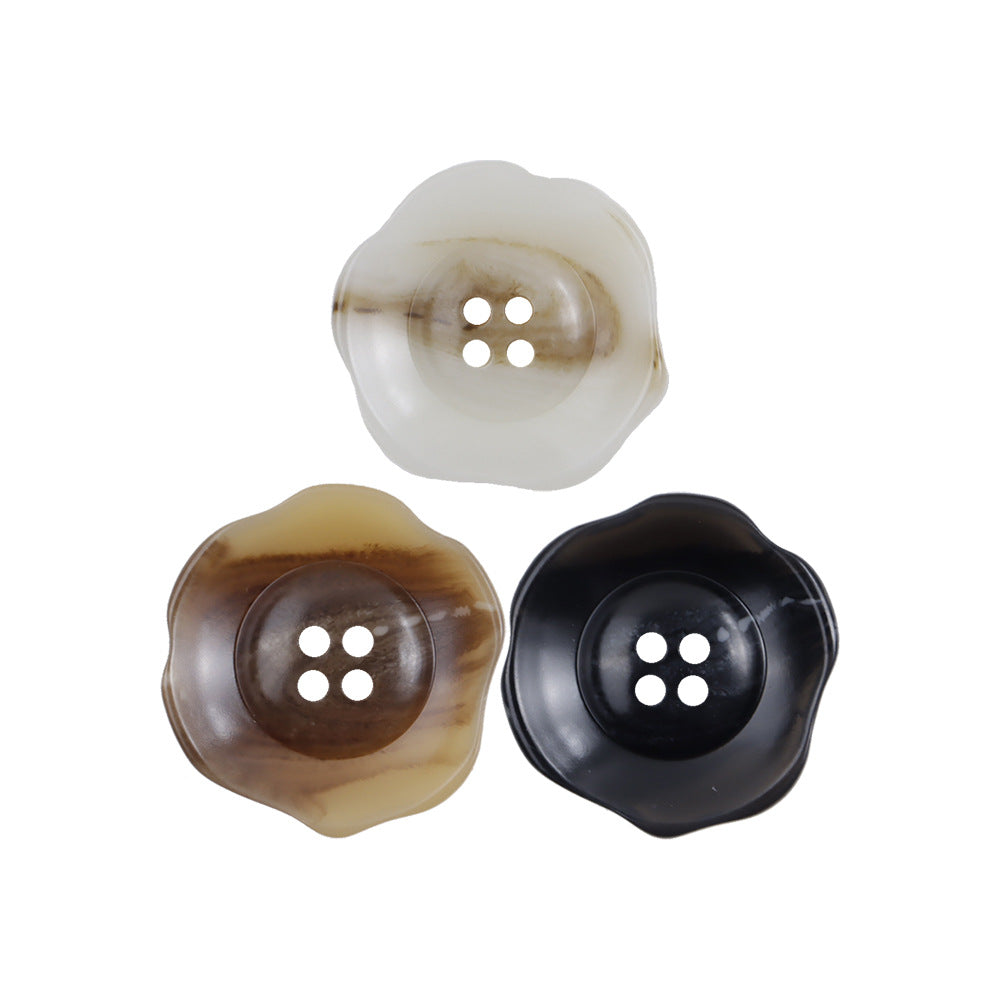 11.5-25mm Coffee,Off White and Black Gray Irregular Floral 4 Hole Resin Buttons 30pcs