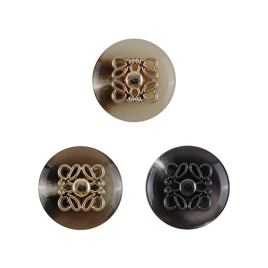 17/20/23/25mm Round Metal and Resin Combination Buttons with Shanks