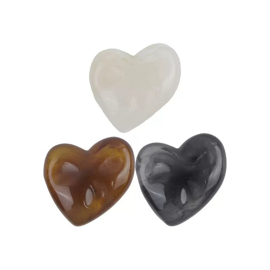 18/24mm Ivory,Black Gray,Coffee Colored Heart Shaped Urea Buttons with Metal Shanks 12pcs