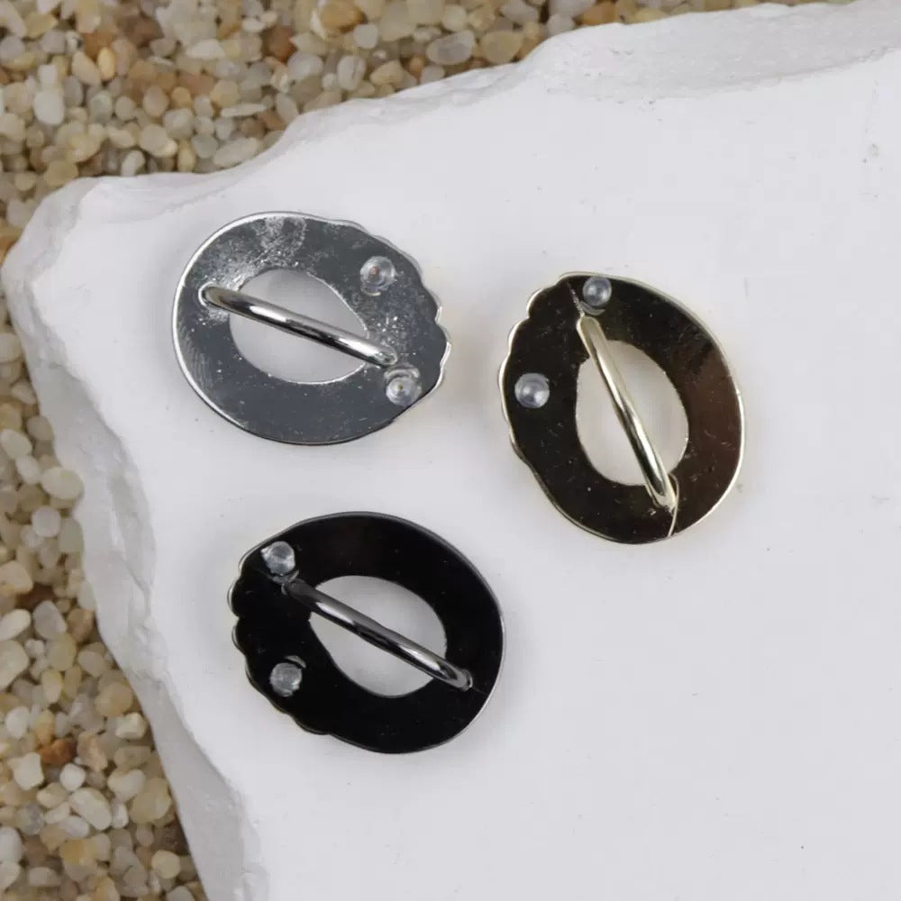 21mm Antiikkiharmaa Gunmetal Mustat Soikeat Metalliset Kankaan Napit Villakangastakeille 10kpl