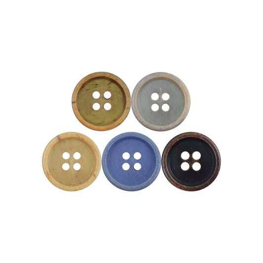 11.5mm Round 4 Hole Black and Brown Cow Bone Buttons for Shirts 12PCS