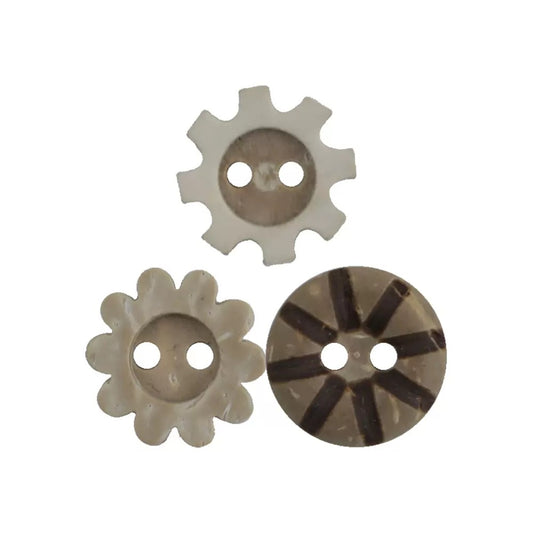 Boutons en coque de noix de coco naturels en forme de fleur-roue de 11,5 mm pour vêtements d'enfants, 100 pièces