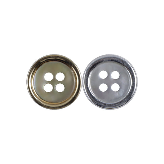 Boutons en métal à coque dorée et argentée de 11,5 mm, ronds, à 4 trous pour chemises, 12 pièces