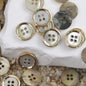 11.5mm Round 4 Hole Gold Silver Rim Metal Shell Buttons for Shirts 12pcs